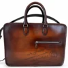 Leather Briefcase Bag for Men – Handmade Genuine Leather with Arabic and English Calligraphy